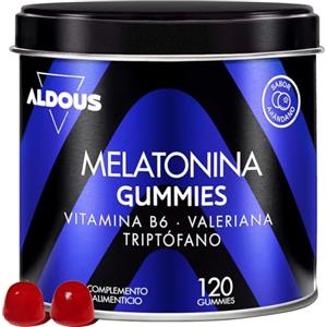 Aldous Bio Caramelle Melatonina - 120 Caramelle Gommose - Valeriana, Triptofano e Vitamina B6 - Caramelle per Dormire Meglio, Sonno Profondo - Integratore per dormire - Gusto miritti - Vegan - ALDOUS