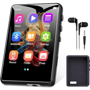 ZAQE 64GB Lettore MP3 Bluetooth 5.3 da con Touchscreen da 2,4 Pollici, Lettore MP3 Portatile con Altoparlanti, Capacità di Registrazione, Radio FM Espandibile fino a 128 G (Space Black)