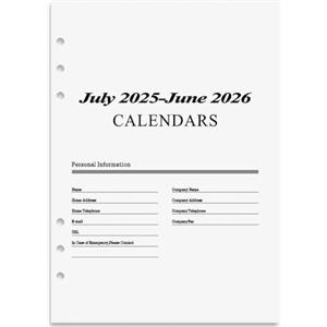 Joy & Inspiration Carta di Ricarica A5 Linea di Ricarica del Pianificatore Giornaliero A5 Carta di Ricarica 170 Fogli 14 X 20,5 CM Riempibile per Il Taccuino del Diario Organizzatore Planner, Luglio 2025- Giugno 2026