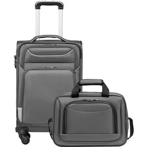 COOLIFE Valigia Trolley da Viaggio, 4 Ruote, Bagaglio a Mano con Serratura TSA, Borsa a Tracolla (grigio, 58cm)