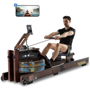 ISE Vogatore ad Acqua per Casa con APP, Vogatore Professionale da Casa con Resistenza all'Acqua Schermo LCD Supporto per Smartphone/Tablet