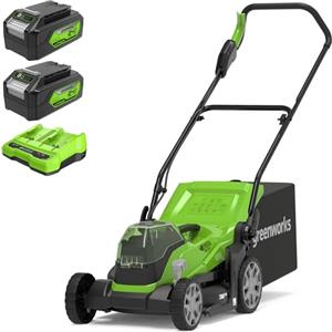 GreenWorks Bundle of Greenworks G24X2LM36 Tagliaerba a Batteria per Prati Fino a 420m², Ampiezza di Taglio 36cm + Greenworks Batterie 24V e Caricabatterie a Doppio Slot - GSK24B2X