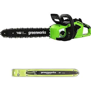 Greenworks GD40CS18 Motosega a Batteria con Motore Brushless, Lunghezza Barra 40cm, SENZA Batteria 40V e Caricabatterie + Greenworks 40cm Barra