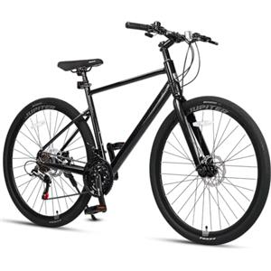 AVASTA Bici da corsa per adulti, ruote 700C, cambio Shimano a 21 velocità, bicicletta con forcella rigida e doppio freno a disco per uomo e donna, 50 cm, grigio