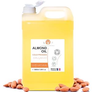 B.O.T cosmetic & wellness Olio di Mandorle Biologico, Estratto a Freddo, Puro, Naturale. Olio per Massaggi, Capelli e Ciglia, Idratante Corpo (Mani, Unghie), Viso (Anti-Aging), Smagliature in Gravidanza - 5000 ml 5 L