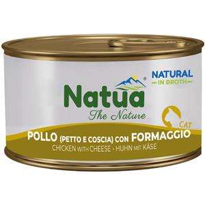 Natua Natural Brodo Pollo e Formaggio per Gatti - Alimento umido 85g, senza additivi e 100% naturale