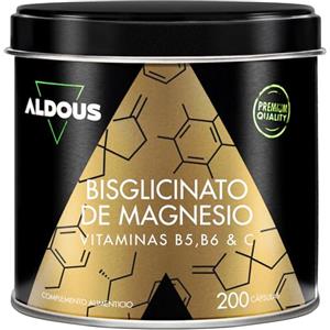 Aldous Bio Magnesio Bisglicinato - 200 Capsule - Vitamina C, B6, B5 - Magnesio Altamente Biodisponibile - Vitamine per la Stanchezza e l'Affaticamento - Ossa e Articolazioni, Muscoli - Magnesio Glicinato