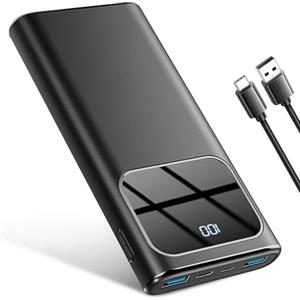 Rolosar Power Bank, PowerBank 10000mAh PD 15W Ricarica Rapida con Ingresso e Uscita USB-C Batteria Esterna, Caricatore Portatile Display LED per iPhone 16/15/14/13/Pro/Pro Max