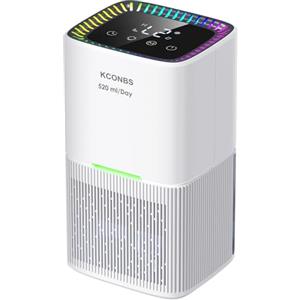 KCONBS Deumidificatore Casa da 1,8 L, Deumidificatore portatile piccoloCon Sbrinamento/Spegnimento Automatico, LED Colorato, Timer, Schermo LCD Touchscreen, 520 ml/Giorno, Per Bagno, Camera Da Letto