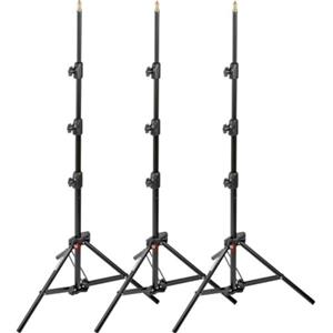 Manfrotto 1051BAC-3 Babylight Kit - 3 Stativi a 4 Sezioni, Massima Altezza 211 cm, Nero, Leggero e Resistente