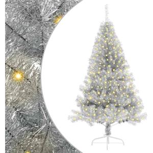 vidaXL Albero di Natale artificiale con luci integrate Argento 180 cm, Albero di Natale Moderno a Forma di Cono, Illuminazione Festiva USB, Display LED, Decorazione Stagionale per Soggiorno e Giardino