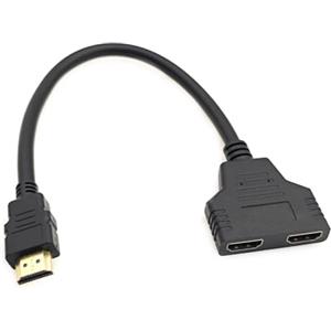 JZK 30 cm Cavo adattatore splitter HDMI 1 a 2 vie, 1 in 2 uscite, cavo di prolunga HDMI maschio a doppia femmina 1080P per monitor HDTV HD, LED, LCD e proiettori