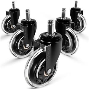 Sytopia Wheels - Ruote universali per sedia da ufficio, 11 x 22 mm, colorore: Nero opaco
