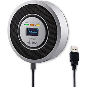 ourjob Rilevatore di Gas Combustibile-Ourjob, GPL/Gas naturale/Rilevatore di gas di carbone Sensore USB alimentato Allarme Gas Metano Rilevatore fughe di gas con allarme acustico e Display digitale (Grigio)