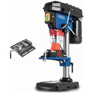 Scheppach trapano a colonna DP16VLS, trapano da banco con morsa inclusa | Mandrino 1,5-13 mm | Corsa di foratura 50 mm | Potenza 500 W | 600-2650 giri/min | Laser e tavolo inclinabile 45°
