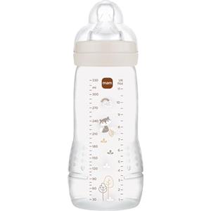 MAM Biberon Easy Active Baby Bottle 330 ml, Biberon MAM per bambini attivi ergonomico e pratico, Accessori neonato 4+ mesi per allattamento con tettarella misura 3 piatta e simmetrica, Neutro