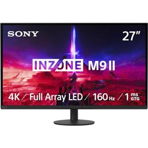 Sony INZONE M9II 27" 4K Ultra HD PC Gaming Monitor: 2160p Resolution - 160Hz Refresh Rate - 1ms GTG - Full Array LED - G-Sync - Adaptive Sync - VRR, Nero [Classe di efficienza energetica F]