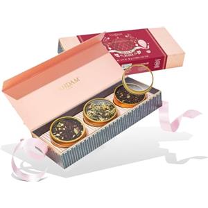 VAHDAM, Set regalo di tè di lusso con diverse varietà | 3 tè sfusi premium | Elegante regalo di Natale per donne | Scatola regalo festiva 2025