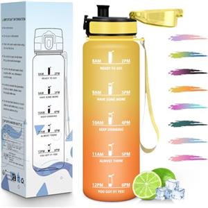 HoneyHolly Borraccia 1 Litro, A Prova di Perdite, Borracce Palestra, Riutilizzabile, Borraccia Motivazionale, Indicatore del Tempo, Bottiglia Acqua per Palestra, Ciclismo, Ufficio, Esterno