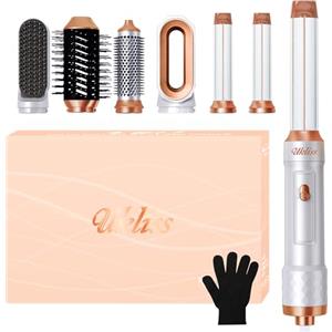 UKLISS 6 in 1 Airstyler, UKLISS Spazzola Asciugacapelli con Hair Dryer, Airflow Arricciacapelli Automatico, Thermal Brush, Spazzola Lisciante, Spazzola ad Aria Calda, Regali Set per Donne Styling (Bianco)