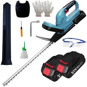 VOLTIX Tagliasiepi Elettrico a Batteria 21V, Decespugliatore e Tagliabordi Ricaricabile agli Ioni di Litio, Lame in Acciaio Inox, Custodia Protettiva e Batteria Inclusa, Ideale per Manutenzione Giardi