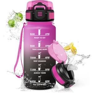 HoneyHolly Borraccia 500Ml, Senza BPA & A Prova di Perdita, Borracce con Cannuccia, Reutilizables, Water Bottle Scuola Elementare, Borraccia Motivazionale per Scuola, Palestra, Ufficio, Running