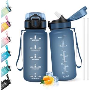 HoneyHolly Borraccia 500Ml, Senza BPA & A Prova di Perdita, Borracce con Cannuccia, Reutilizables, Water Bottle, Borraccia Motivazionale per Scuola, Palestra, Ufficio, Running