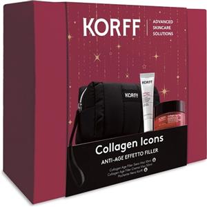 KORFF Srl Cofanetto Collagen Icons: Crema Viso 10ml e Siero Viso 50ml, Anti-age Effetto Filler con Pochette in Omaggio