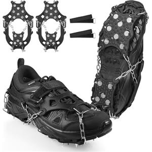 Tranrantic Ramponcini per Scarponi,Antiscivolo Ramponi da Ghiaccio per Ciaspole da Neve Uomo Donna,26 Ramponcini da Neve in Acciaio per Escursioni Invernali,Pesca,Arrampicata in Montagna(L)