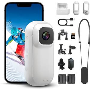 LIFEJXWEN 360° Action Cam Mini action camera 1080P Bodycam fotocamera subacquea 30 m/98 ft impermeabile WiFi Camera Vlog POV Camera sportiva moto bicicletta equitazione casco, accesso multifunction