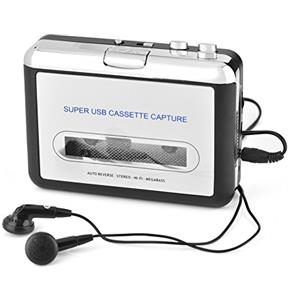 Tosuny Convertitore da cassetta a MP3, Lettore di cassette Lettore di cassette con cuffie, Cattura audio Lettore musicale USB Cassetta da nastro a PC Convertitore di CD Switcher MP3, Plug and Play