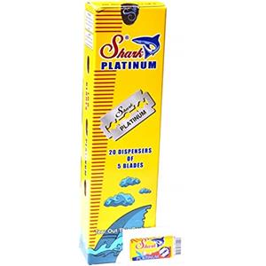 Shark Platinum Lamette da Barba a Doppio Bordo - Confezione da 100 pz, Ideali per Rasoi Tradizionali