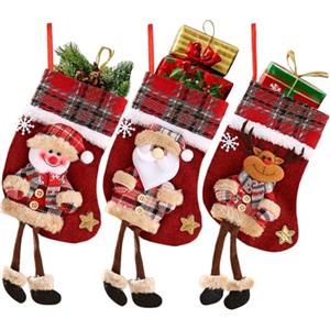 GTJEOI Calze Natalizie da Appendere Set di 3, Calza Befana Vuota Personalizzata, Calza di Natale Camino, 3D calzas Natalizia per Decorazioni Albero Natale