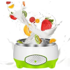Generico 2025 New Yogurtiera da 1,2 l, macchina compatta per yogurt con riscaldamento efficiente e uniforme, macchina per yogurt e nattos fai da te con rivestimento in acciaio inox (verde)
