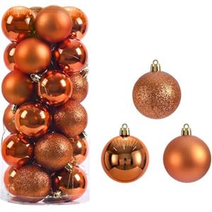 Odot 24 Pezzi Palline di Natale Vintage, Palline Albero di Natale Particolari Decorazioni Infrangibile Pendenti in Plastica Decorazioni per Festa del Festival Appeso (Bronzo,8CM)