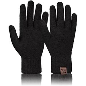 Niwicee Guanti Touch Screen Invernali Uomo Donna Con Fodera In Pile Guanti Termici Invernali A Maglia Per Smartphone, Cellulari E Table Sci, Guida, Trekking Guanti Natalizi Attività -Nero-Uomo-