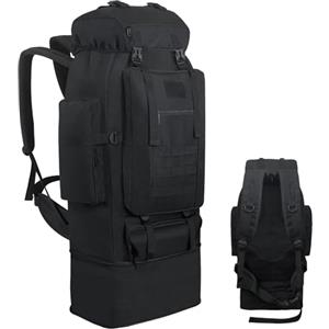Ogetok 100 litri Escursione di campeggio tattico militare zaino, regolabile Resistente all'acqua Grande Viaggio Daypacks outdoor MOLLE zaino, Nero