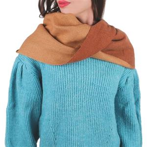 QUEEN HELENA Sciarpa Invernale Calda Stola Lunga con Frange Donna SC203 (Taglia Unica, Marrone)