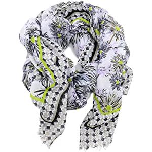 QUEEN HELENA Sciarpa Leggera a Fiori Foulard Colorato Casual Elegante Estiva Donna SC17 (Nero)