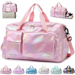 ZIOSINM ZIOISNM Borsone Palestra Donna, Elegante Borsa Palestra Donna con Scomparto per Scarpe, Borsone da Viaggio Impermeabile, Ideale per Gym, Piscina e Borsa da Viaggio (Rosa)