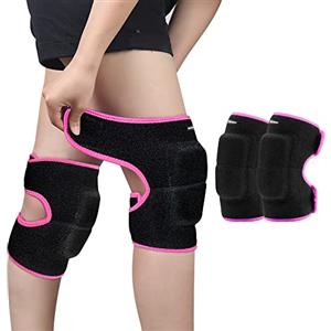 ONTYZZ Ginocchiere Bambini Regolabili Sostegni di Sostegno per Ginocchio per Ragazzi Ragazze con SBR Pad per Ciclismo in Discesa Danza Volleyball Crawling Nero-Rosa/S