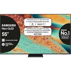 Samsung Smart TV 55'' QE55QN85FAUXZT Neo QLED 4K Mini LED, NQ4 AI Gen2 Processor, 4K AI Upscaling, Dolby Atmos & OTS Lite, Simple Chamfer Design, 2025