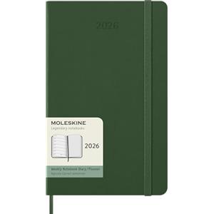Moleskine Weekly Planner, Agenda Settimanale 2026 12 Mesi Con Spazio Per Note, Con Copertina Rigida e Chiusura Elastica, Formato Large 13 x 21 cm Colore Verde