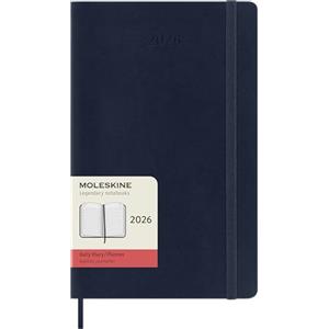 Moleskine Daily Planner, Agenda Giornaliera 2026 12 Mesi, Con Copertina Morbida e Chiusura Elastica, Formato Large 13 x 21 cm Colore Blu