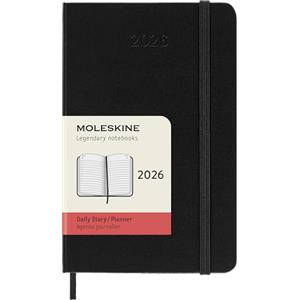 Moleskine Daily Planner, Agenda Giornaliera 2026 12 Mesi, Con Copertina Rigida e Chiusura Elastica, Formato Pocket 9 x 14 cm, Colore Nero