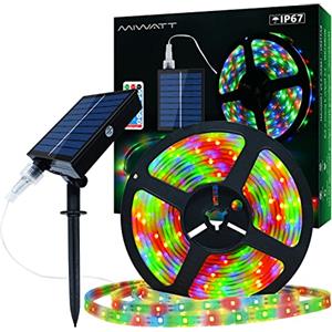 MIWATT Luci solari a striscia, 5M luce di corda blu all'aperto con telecomando Timer Tubo PVC copertura luci striscia impermeabile per la decorazione di Natale