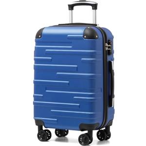 COOLIFE Valigie Valigia Trolley rigido ultraleggero e capiente,Chiusura a combinazione laterale con TSA, 4 ruote per facilitare il trasporto (Blu Navy, 56cm)