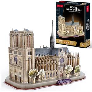 CubicFun Puzzle 3D Notre Dame de Paris - Kit di Modellismo con National Geographic Libretto di Fotografia, 128 Pezzi