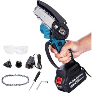 KATSU Tools KATSU FIT-BAT 21V Motosega a Batteria 12 Pollici con 4,0Ah Batteria e Caricabatterie, Catena Extra e Pompa Dell'olio Manuale, per Rami di Alberi, Taglio del Legno