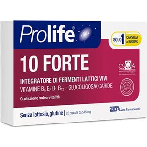 ZETA FARMACEUTICI Prolife 10 Forte - Integratore di Fermenti Lattici e Vitamine, 20 Capsule
